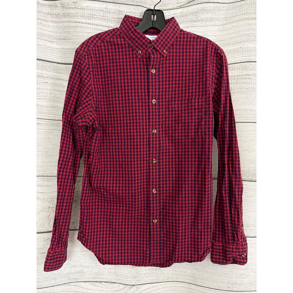 Mens Old Navy Red & Navy Gingham Slim Fit Everyday Shirt Size S